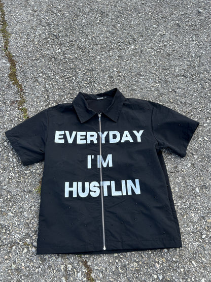 Shirt Full Black Rhinestones
