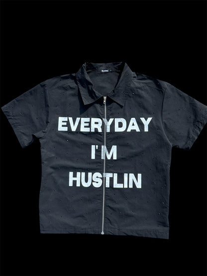 Shirt Full Black Rhinestones
