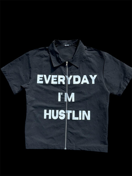 Shirt Full Black Rhinestones